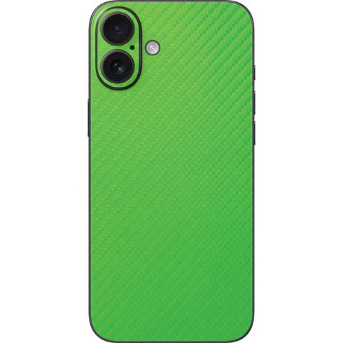 Green Carbon Fiber Specialty Texture Material iPhone 16 Plus Skin